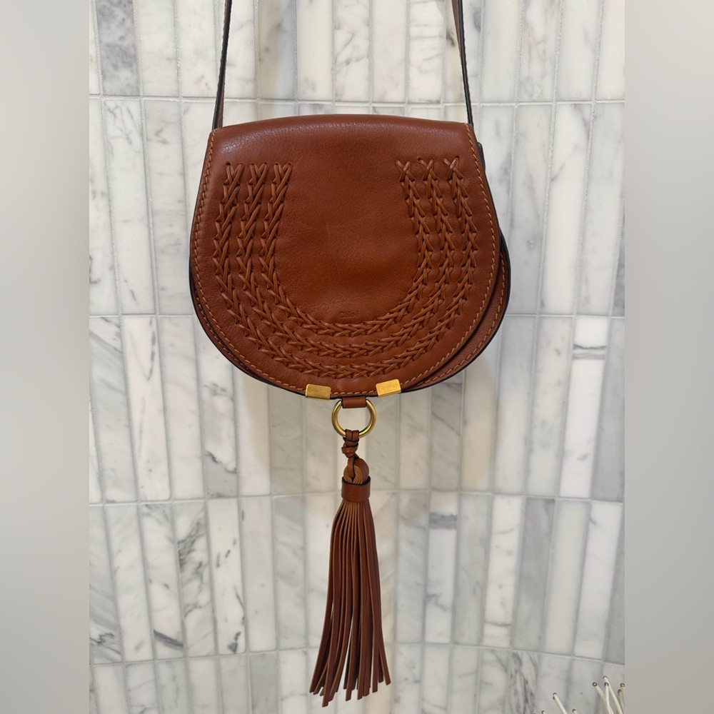Chloe Mini Marcie Leather Crossbody Bag with Tassel